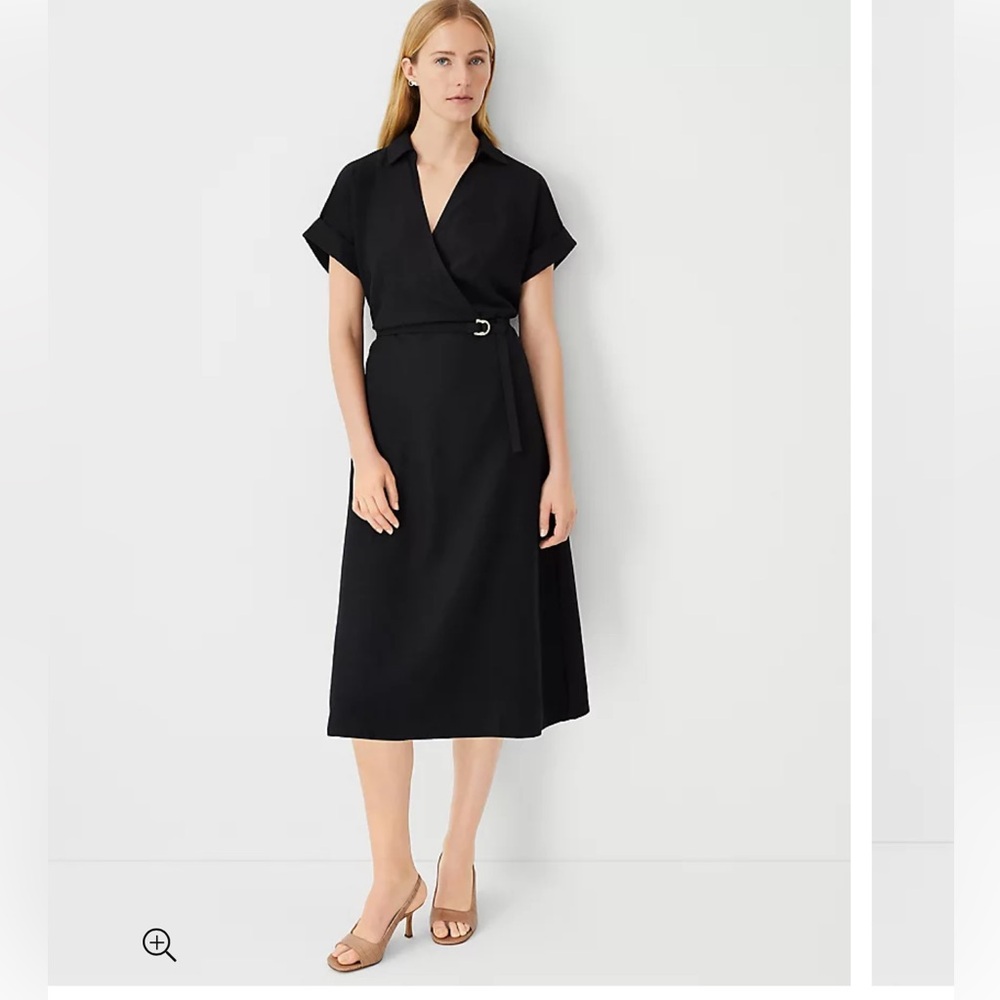 Ann Taylor Crossover Collared Midi Shirtdress